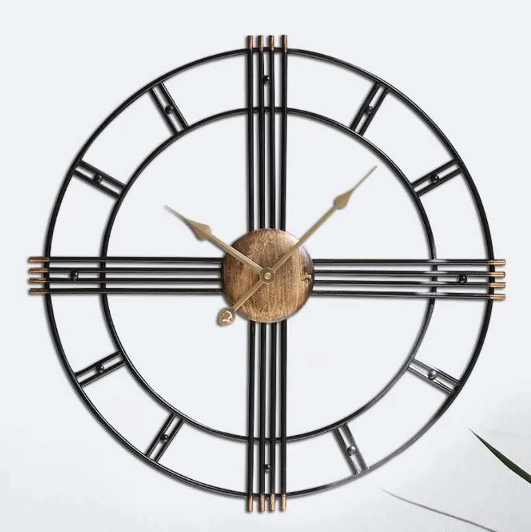 

Retro vintage iron decorative antique metal wall clock for living room bedroom office use