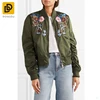 OEM Custom New Style Army-green Oversize Embroidered Shell Bomber Jacket