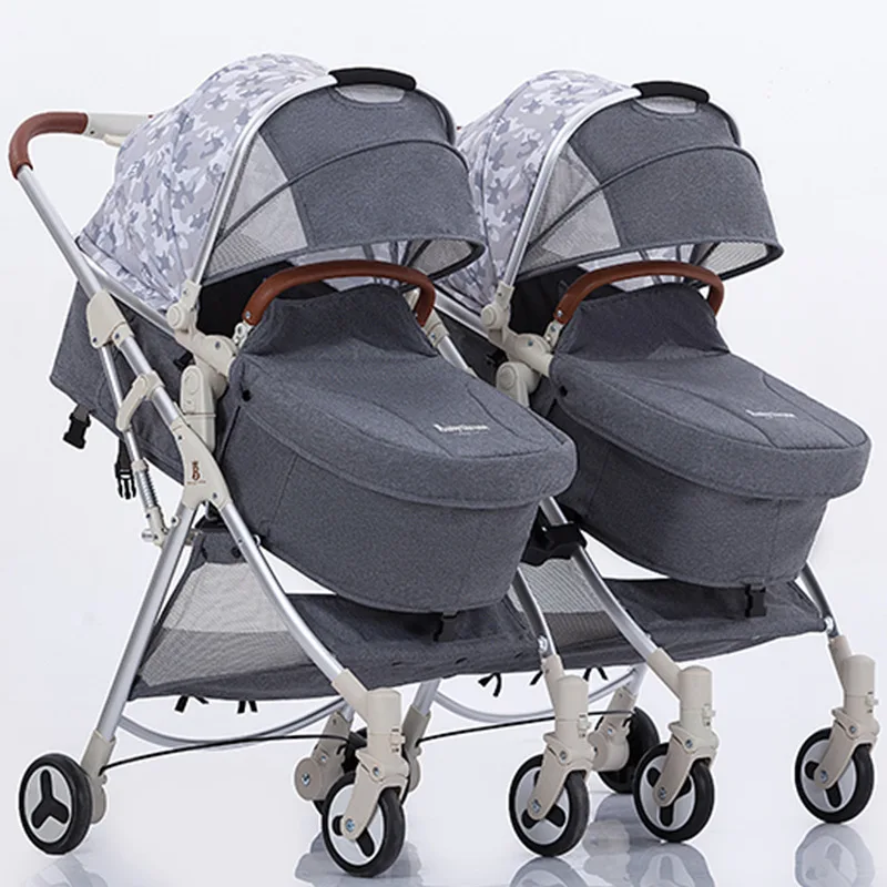 2 In1 Twins Baby Stroller Can Be Split Can Sit on A Reclining Double Stroller Baby Twins Trolly Four Wheel Baby Carriage