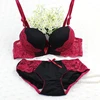Hot sale black with red color ladies sexy net bra sets sexy bra panty set