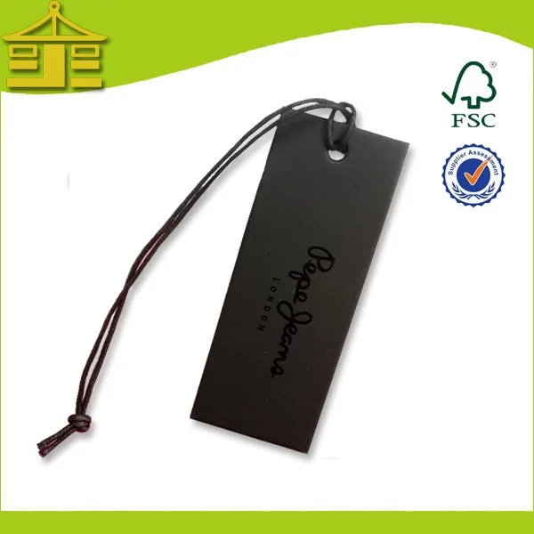 

100% manufacturer art paper with LOGO UV custom printed string paper clothes hang tags
