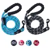 Strong Dog Collar Leash with Comfortable Padded Handle and Reflective Leash Dog Threads