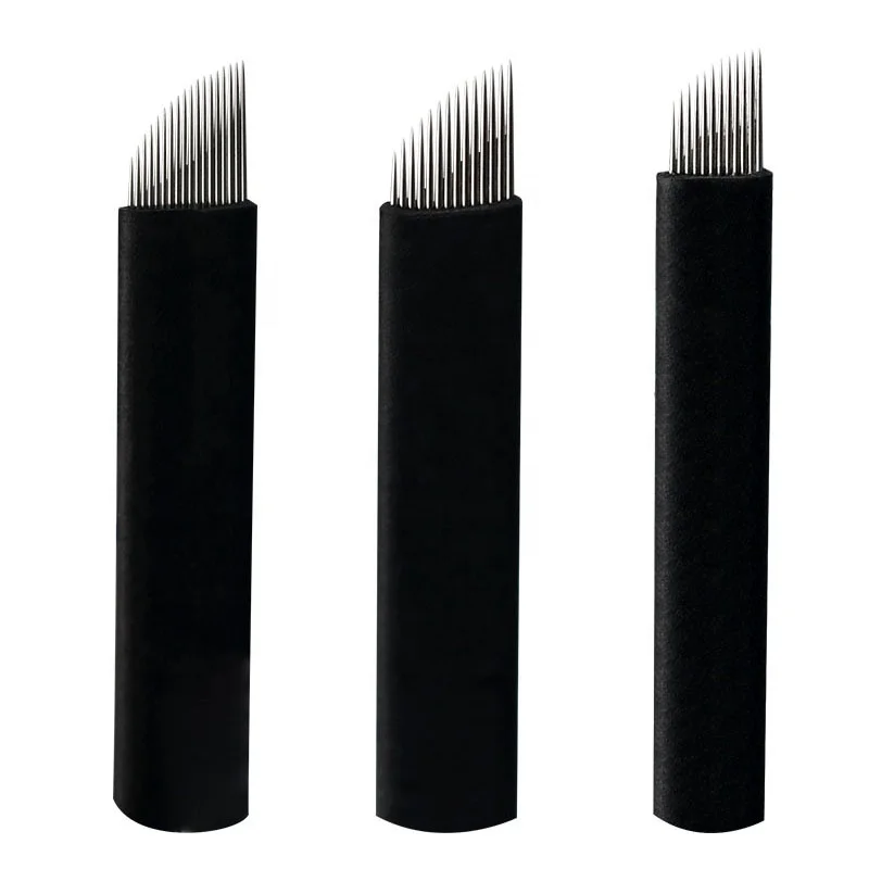 

Disposable Black 0.18mm Sharp Fine Curved Microblading Blade Needles For Permanent Makeup 3D Eyebrow Cosmetic Tattoo Hand tool
