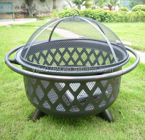 Outdoor Wood Burning Fire Pit With Fire Poker And Mesh Screen