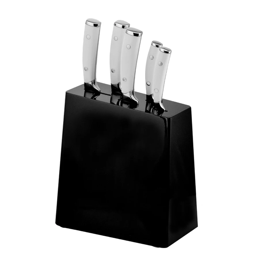 Gourmet Knives Set With Acrylic Block 5 Piece Golden Stainless Steel