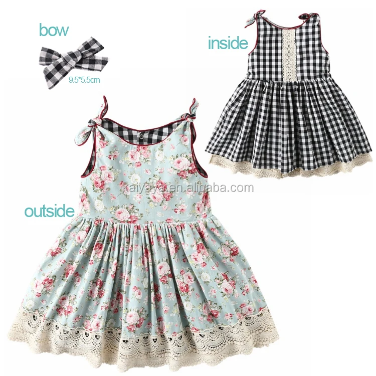 

New wholesale reversible dress Baby and Girl Dresses for Both Sides