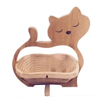 

Eco-freindly Empty Cat Shaped Wooden Bamboo Fruit Basket