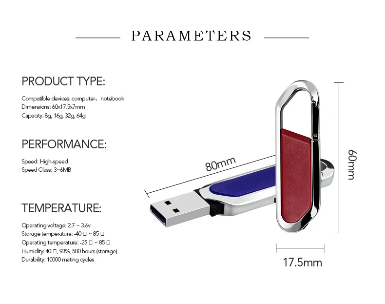 2020 Metal USB Flash Drive 2.0 4GB 8GB 16GB 32GB Hook USB Memory Stick Gift Pen Drive with Custom Logo - ANKUX.COM