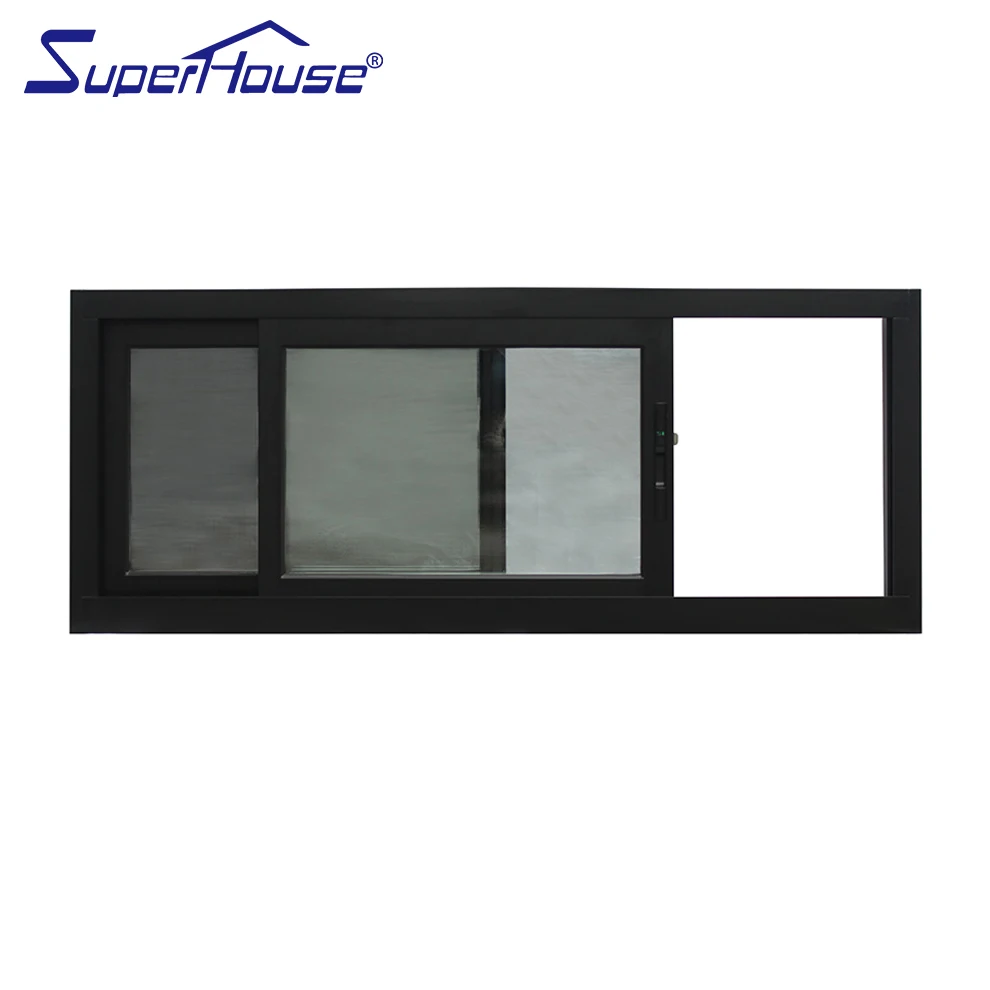 USA Standard double glass aluminum horizontal sliding windows with mesh