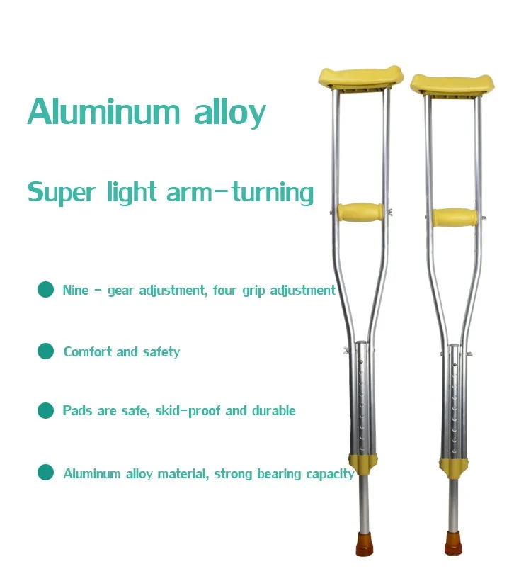 Medical Adjustable Aluminium Telescopic Walking Axillary Crutch To