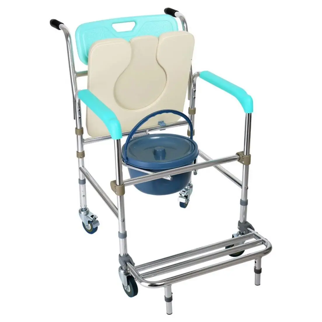 Fst7801 Medical Aluminum Handicapped Commode Chair With Footrest And