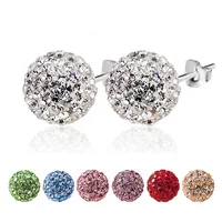 

FreeShipping women earring 6-8mm Disco Round Ball Clear Crystal Rhinestones Pierced Stud Earrings marketing gift items promotion