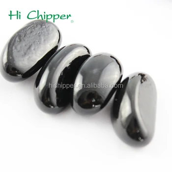 Black Colored Cashew Shape Glass Gem Stone For Fire Pit Decoration