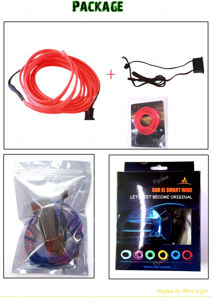 CE bright DC12v electroluminescent wire neon light constant on slow flashing quick flashing