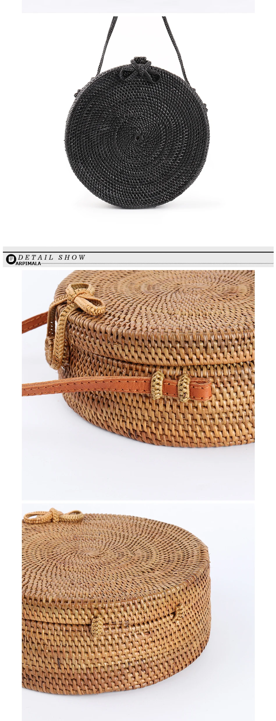 BoBoSaLa How Bali Circle Straw Bags For Women Handmade Round Beach Bag Summer Rattan Handbags Butterfly Women Messenger Bag