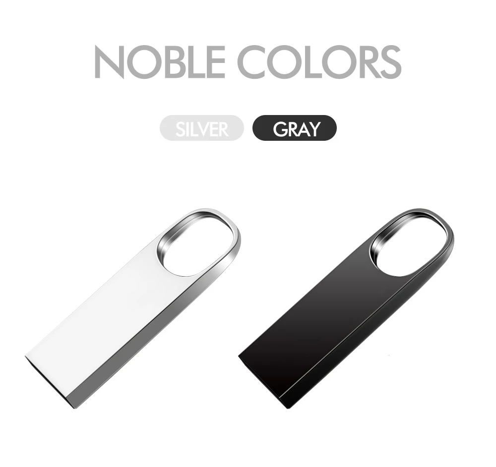 Waterproof Metal Silver usb flash drive pen drive 64GB 32GB 16GB 8GB 4GB pendrive with key ring u disk memory disk usb 2.0 - ANKUX.COM