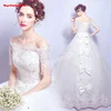 2126 New Short Beading Sleeve Tall Waist Crystal Wedding Dress A-line Formal Lace Patterns Party Gown