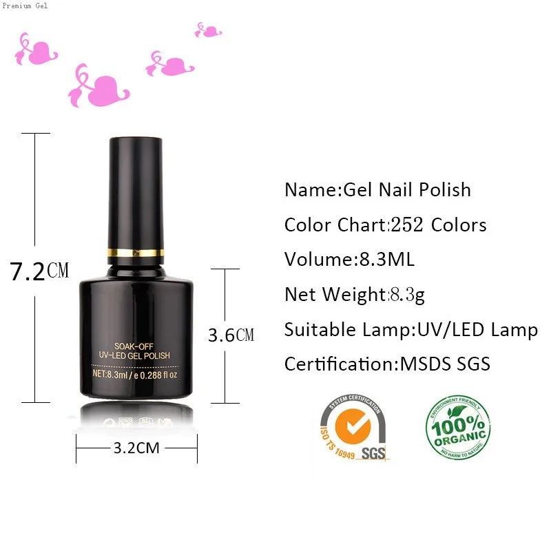 High Quality Gel Nail Polish Uv 8.3ml 252 Color Gel Polish Soak Off