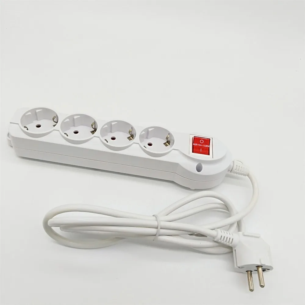 Electric Sockets European 220v Power Strip 4 Gang Socket Grounding