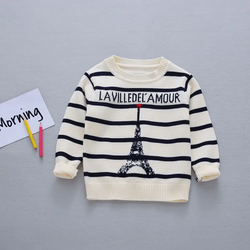 

factory readymake Fall Winter Cartoon Baby Boys Pullovers Classic Striped Knit Sweater for kids, Navy,red