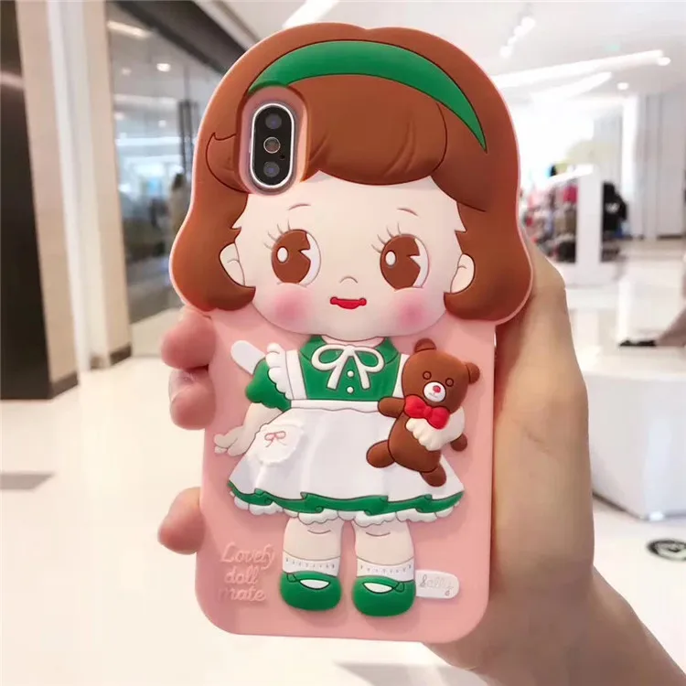 

Cartoon 3D Silicone Phone Case British Girl Dolls Cute Smart Mobile Phone Silicon Covers For Iphone X Protective Case