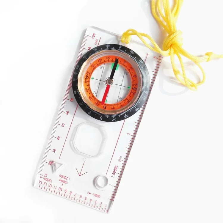

Hot selling lightweight sturdy acrylic baseplate plastic map ruler compass for Orienteering and Survival hiking, N/a