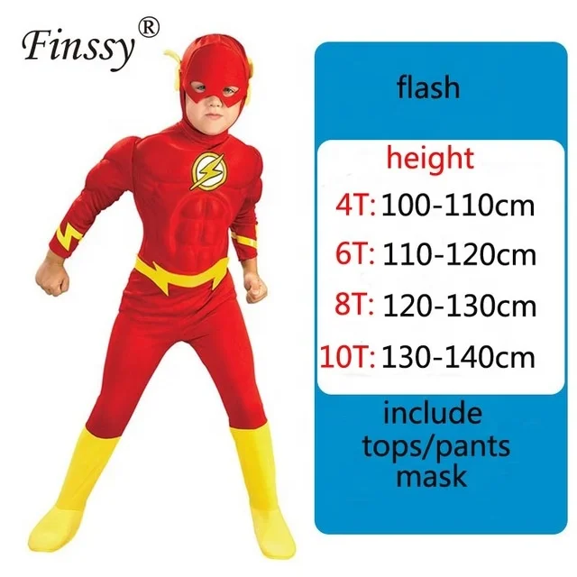 

Flash Children's muscle cosplay costume Halloween carnival show costume Avengers Heroes Clothes for Kids, N/a