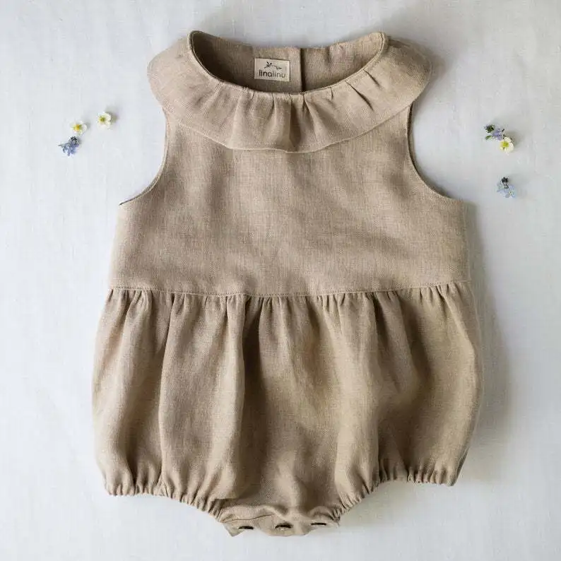 

Hot sale 2019 baby girls cotton linen romper australia for summer