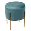 New arrival metal frame small sitting bedside chesterfield stool with blue cushion