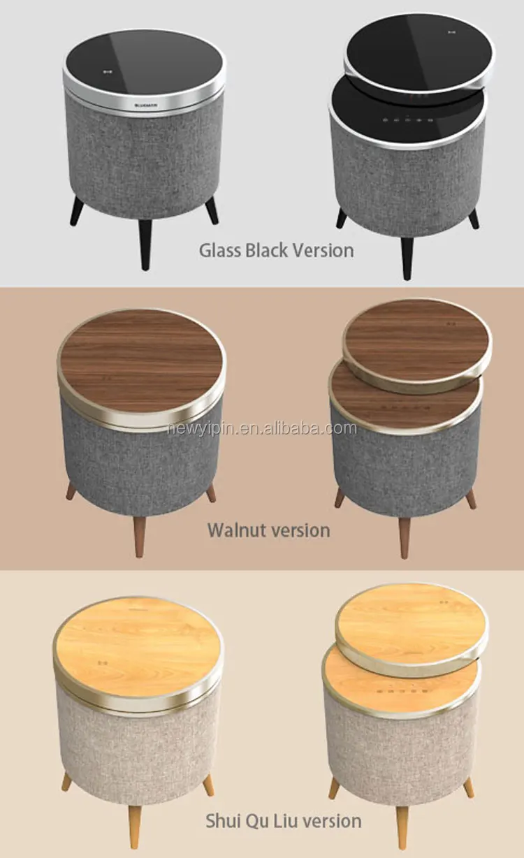 2019 Smart Bluetooth Speaker Classical Round 330 Degrees Rotation Table Bluetooth Speaker With Wireless Charging for Phones - ANKUX.COM