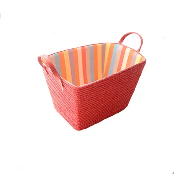 red linen basket