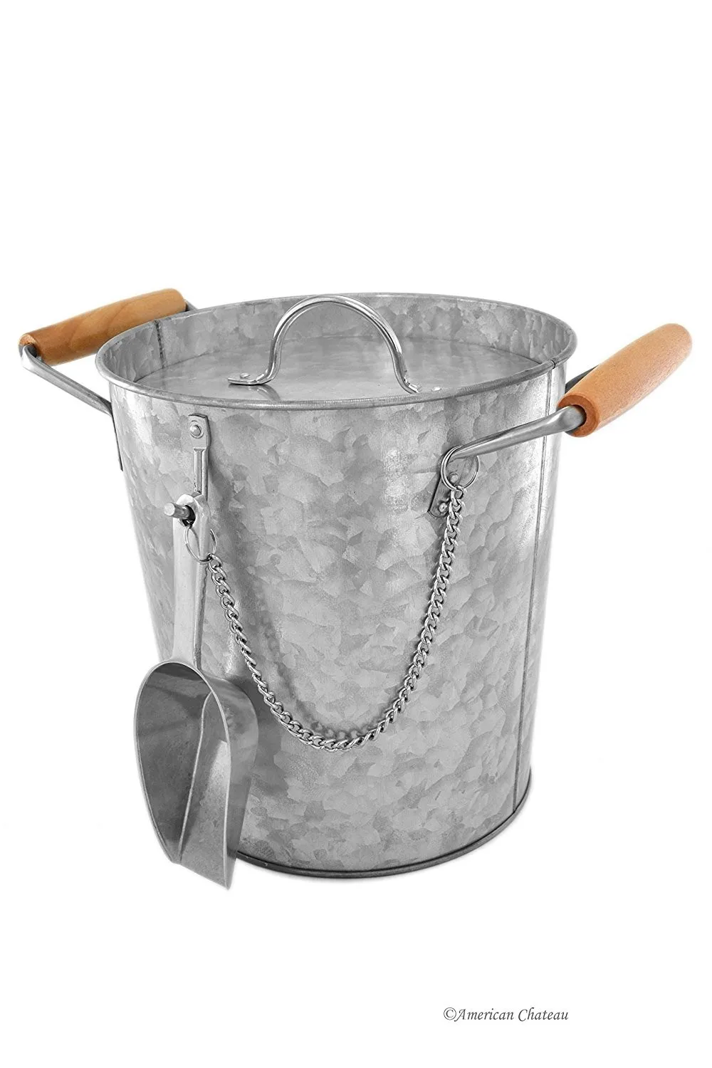 Galvanized Steel Metal Ice Bucket With Plastic Inner Liner And Lid