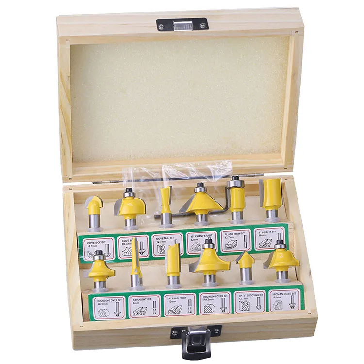 12pcs Router Bits Set Wood Chipper Bits Milling Cutter Wood Cutter ...