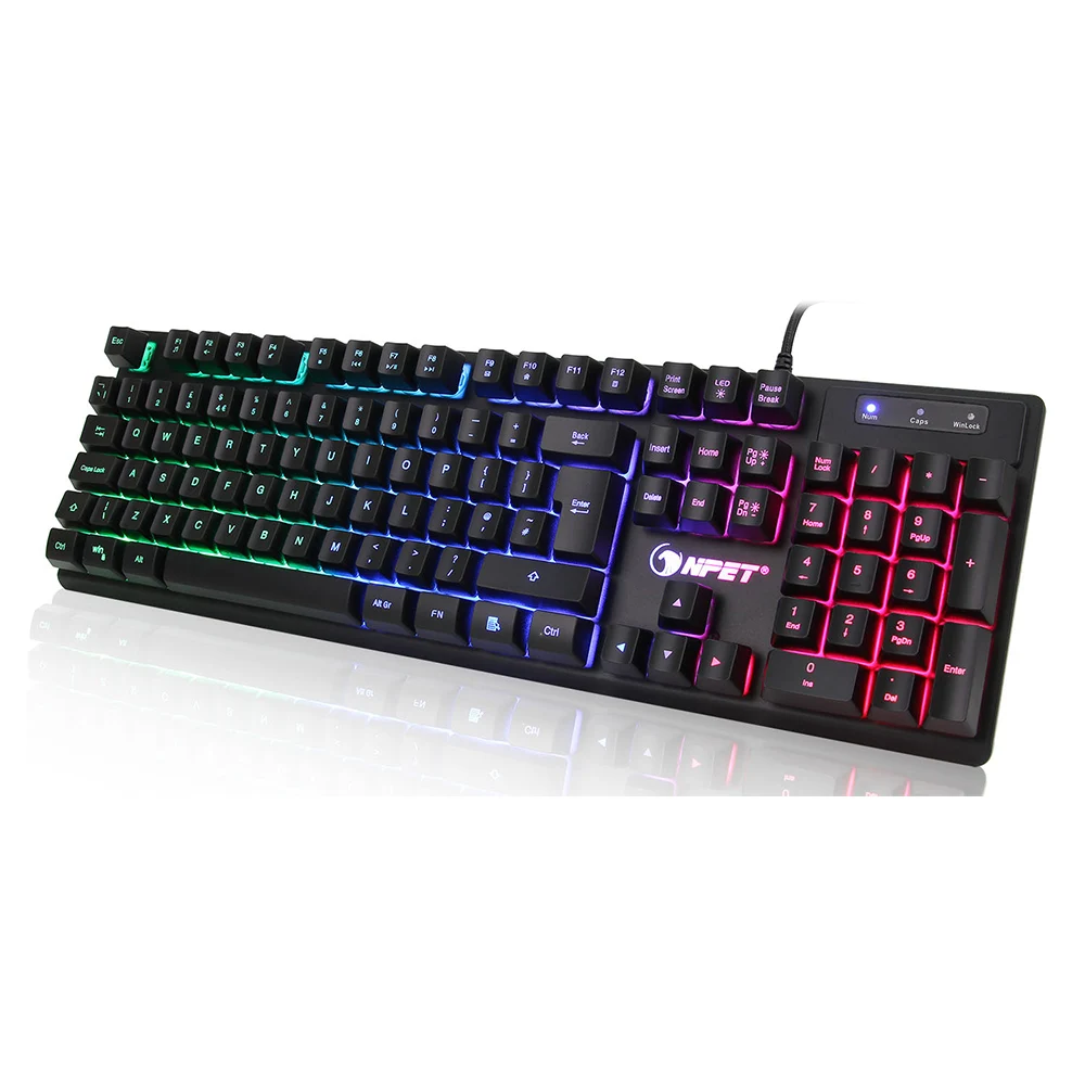 

Ship from UK to UK NPET K10 RGB backlight Gaming Keyboard, Wired Backlit Mechanical Feeling Rainbow Illuminated Keyboard, N/a