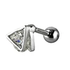 China Unique Design Double Triangle Ear Stud CZ Gem Ear Tragus Piercing