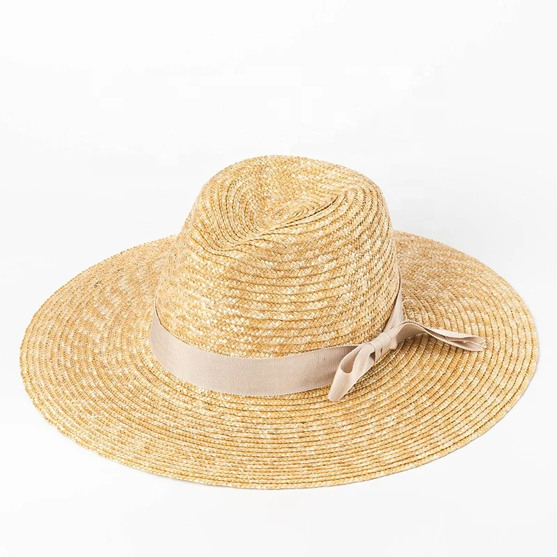 Outdoor Travelling Wide Brim Fedora Wheat Straw Sun Hat - Buy Wheat ...