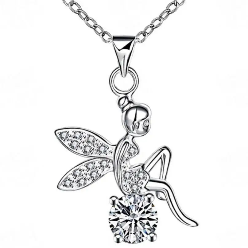 

Fashion butterfly girl set zircon anti-allergy joker necklace simple joker Party dress accessories necklace