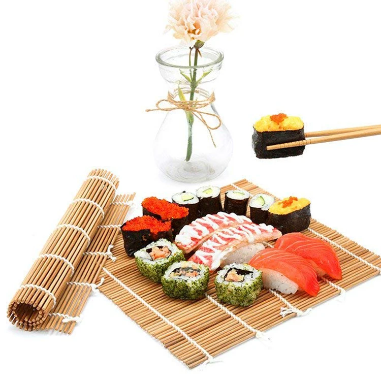 

High Quality Square 24*24cm White Natural Healthy Eco Friendly Home Bamboo Sushi Rolling Mat