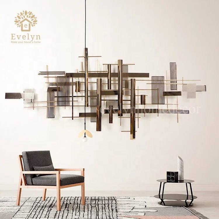

Restaurant hotel luxury high end stainless steel abstract large wall metal decoration, Rose gold