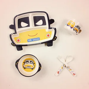 Image of Popular car shape bamboo fiber kids dinner set/dinnerware sets /tableware sets