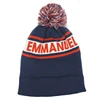 Wholesale 100% Acrylic Custom Logo Embroidered fabric non woven mop cap beanie top fur ball winter hat with pom
