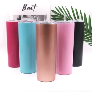 Image of watersy 2019 amazon hot selling double wall 304 Stainless Steel Vacuum Insulated 20oz Skinny Tumbler cups With Lid And Straw