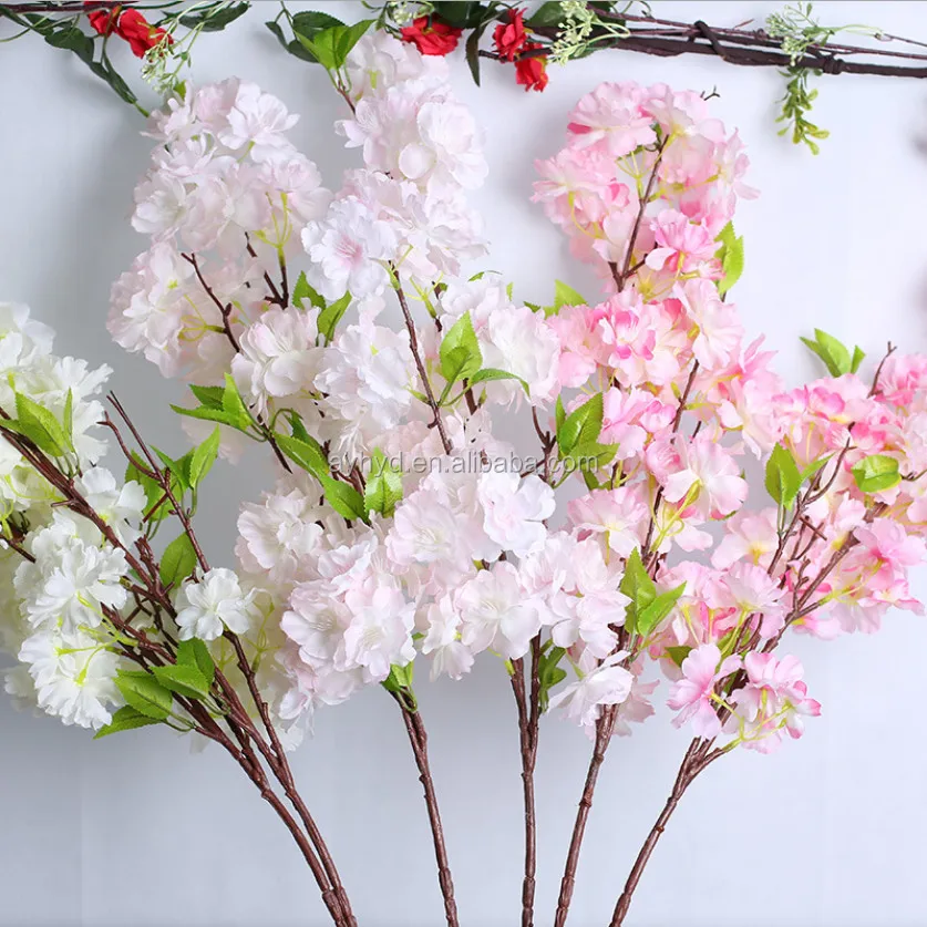 Silk Flowers Long Stem Artificial Pink Cherry Blossom Branch Buy