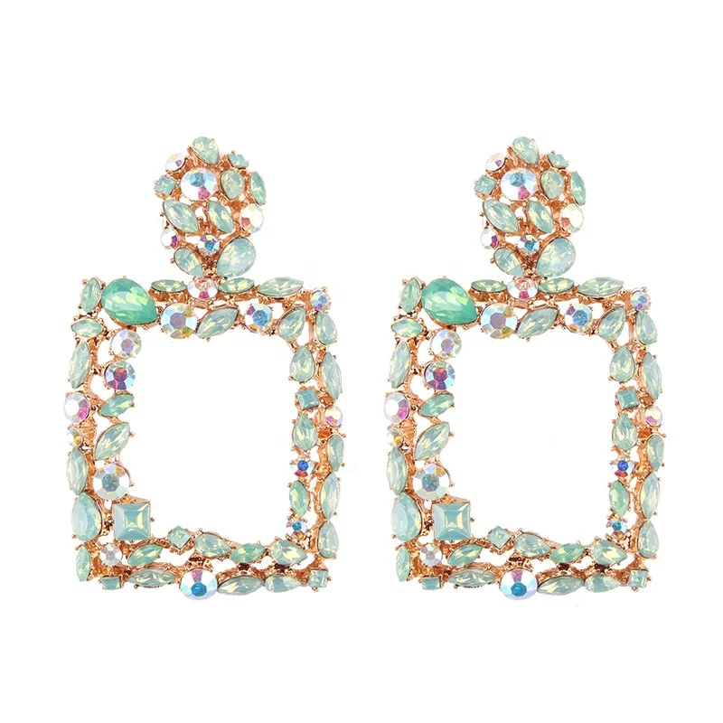 

Bohemia Hoop Earrings Women Fashion Big Square Crystal Acrylic Statement Earrings Wholesales, Customized colors
