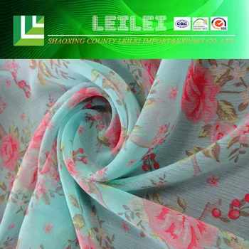 chiffon pleated polyester floral fabric larger