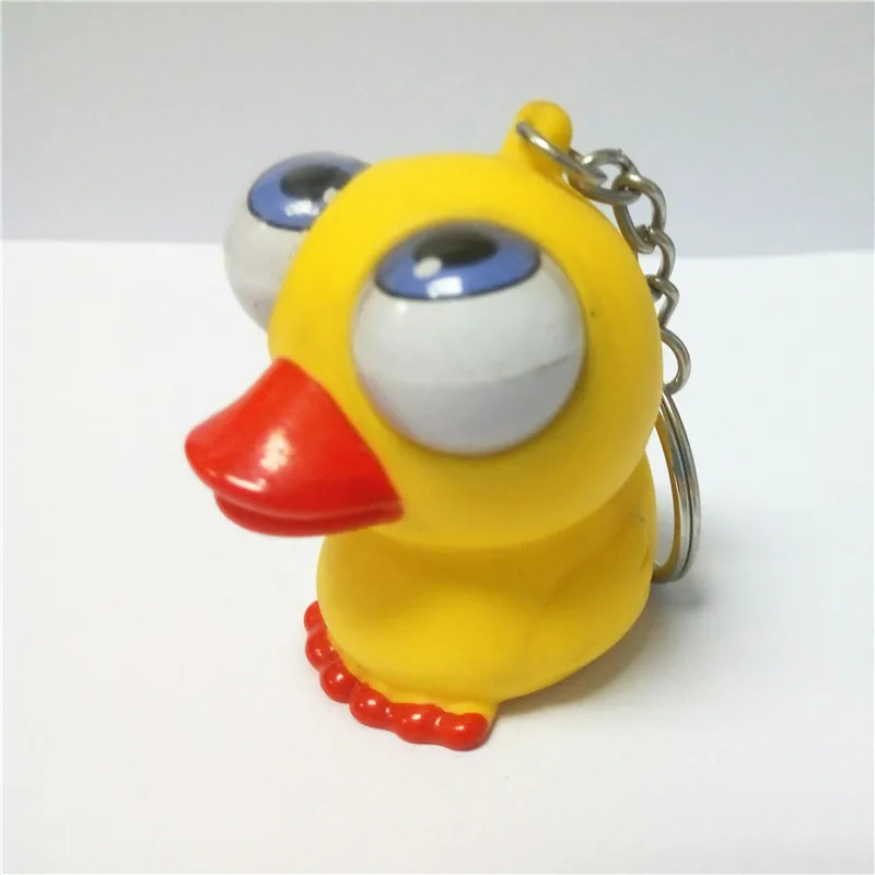 3d Rotating Eyes Duck Plastic Keychains Custom Squeeze Duck Rolling