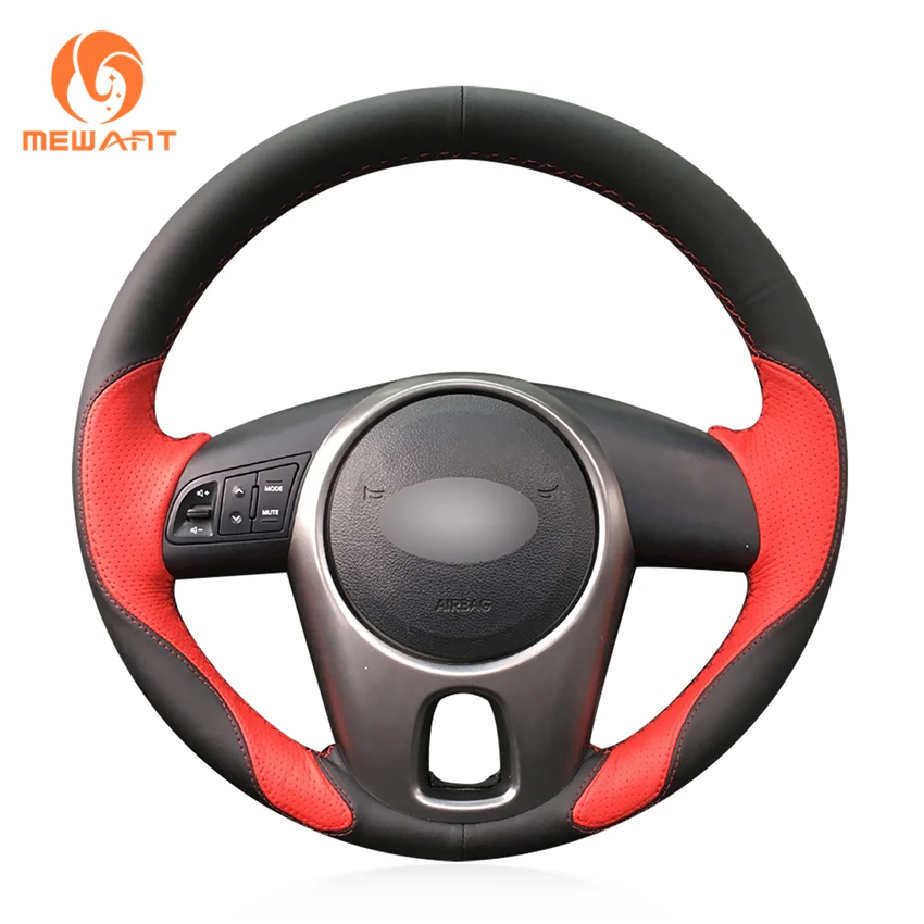 

Red Black Suede Design Stitch Steering Wheel Cover For Kia Soul Forte Forte Koup Forte5 Rio Rio5 2009 2010 2011 2012 2013 2014