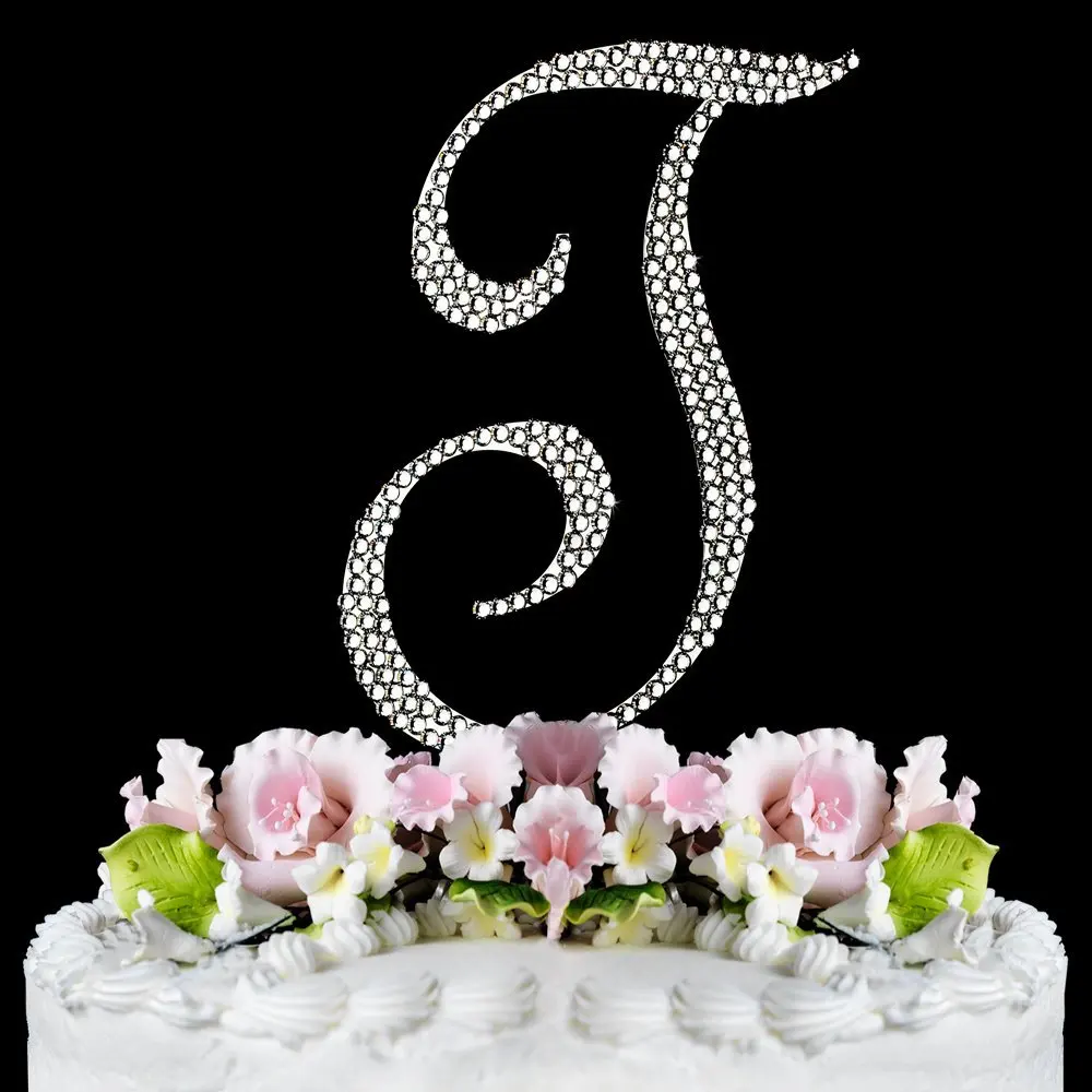 Buy Completely Covered Swarovski Crystal Silver Wedding Cake Toppers