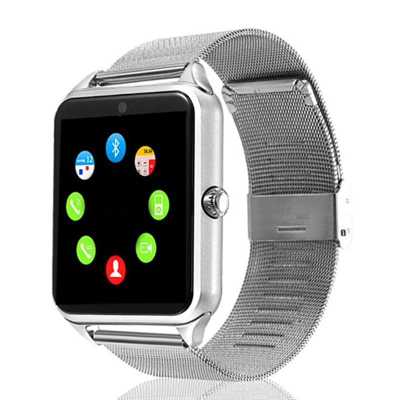 

Smart Watch Metal Strap BT Wrist Smartwatch Support Sim TF Card Android&IOS Watch Multi-languages Z60