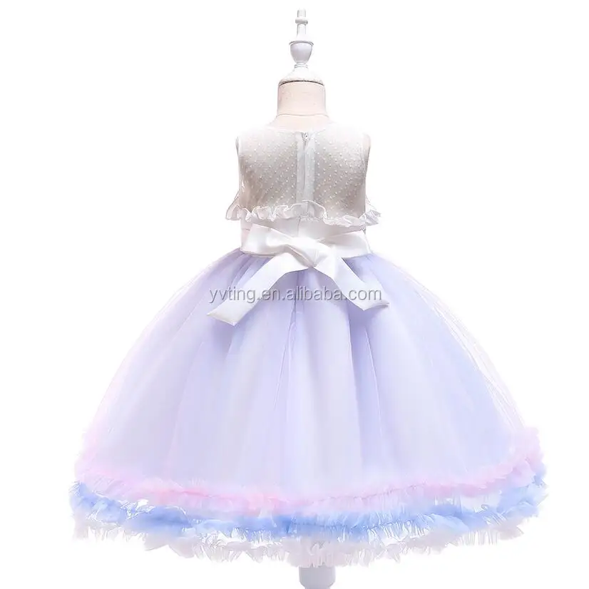 Girls Unicorn Dress Children Summer Birthday Party Net Yarn PengPeng Princess Dress